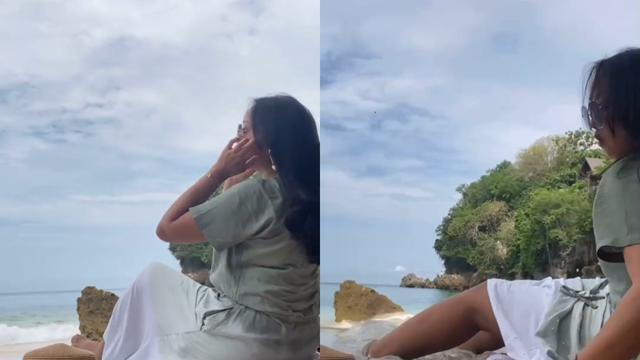 Gagal foto estetik lantaran diterjang ombak pantai