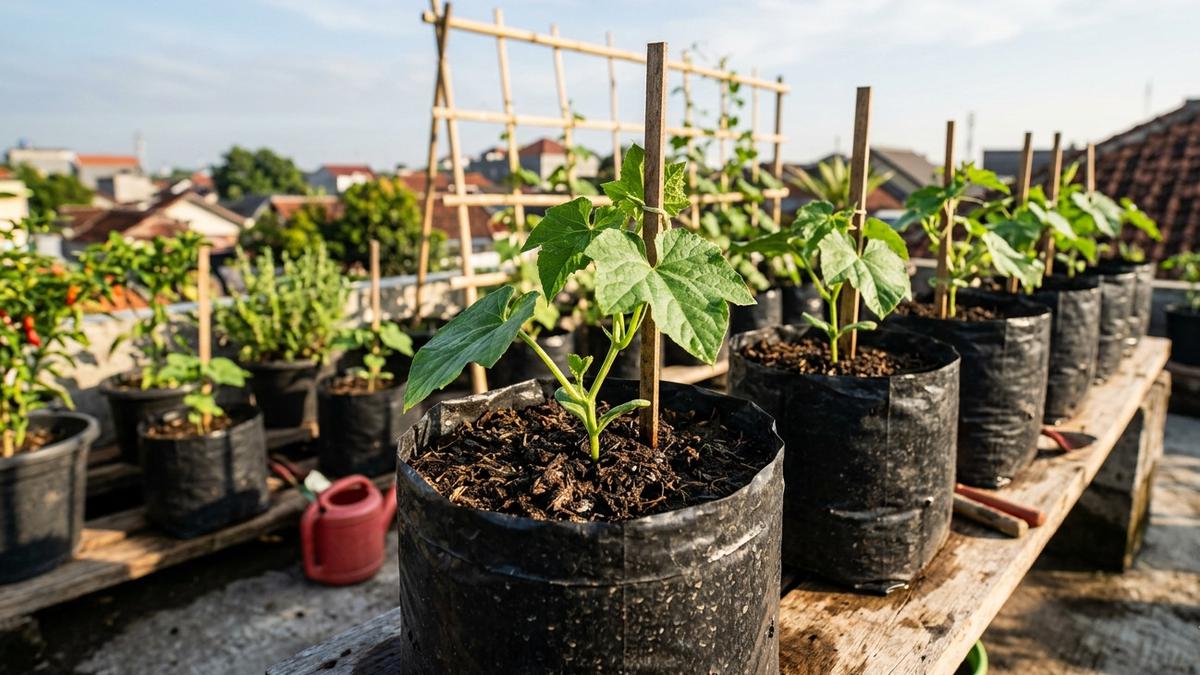 Cara Menanam Gambas di Polybag agar Cepat Panen dan Tidak Pahit untuk Pemula