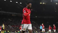 Anthony Martial tampil buruk saat Manchester United takluk 0-3 dari Bournemouth pada laga pekan ke-16 Premier League musim ini di Old Trafford, Sabtu (9/12/2023) malam WIB. (AFP/Oli Scarff)