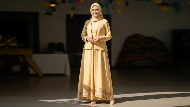 Ilustrasi Model Baju Wanita Warna Yellow Butter Tren Lebaran 2026/Gemini AI