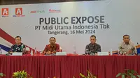 Paparan publik PT Midi Utama Indonesia Tbk (MIDI) atau Alfamidi, Kamis (16/5/2024). (Foto: Liputan6.com/Pramita T)