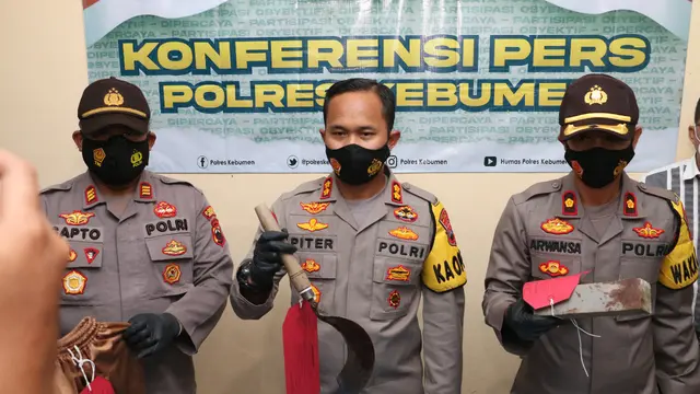 Polres Kebumen menangkap seorang petani yang menganiaya enam tetangganya dengan sabit, satu meninggal. (Foto: Liputan6.com/Polres Kebumen)