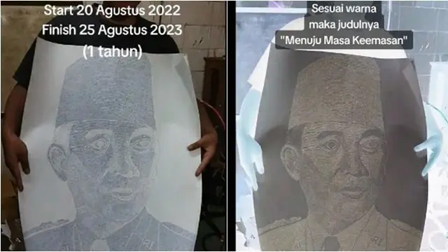 Pria Ini Lukis Wajah Presiden Indonesia Pakai Nama Desa, Hasilnya Keren Banget
