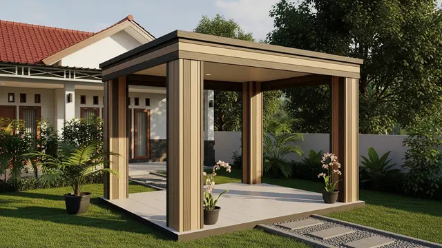 Ide Gazebo Minimalis Belakang Rumah 2026 Model Komposit dengan Pilihan Warna Alami