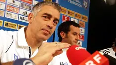 Greek goalkeeper Antonis Nikopolidis attends a press conference at Seekirchen sports center on June 15, 2008. He anounced that he would be retiring from international football after their Euro 2008 final group D match vs Spain. AFP PHOTO / ARIS MESSINIS