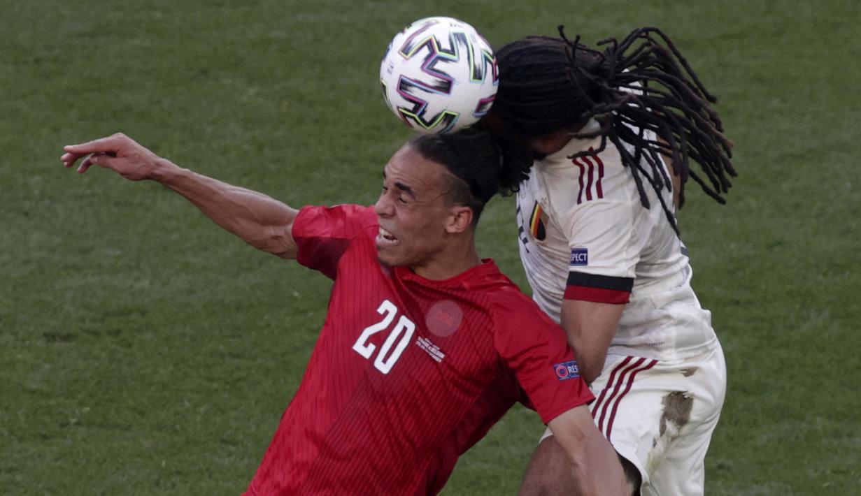 Apes buat Denmark, skor 2-1 untuk kemenangan Belgia bertahan hingga wasit meniup peluit panjang tanda pertandingan berakhir. (Foto: AP/Pool/Hannah McKay)