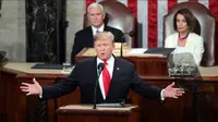 Presiden Amerika Serikat Donald Trump menyampaikan pidato kenegaraan tahunan State of the Union 2019 (AP PHOTO)