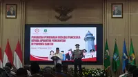 Wapres Ma'ruf Amin di Kantor Gubernur Banten, Serang, Banten, Senin (14/11/2022). (Liputan6.com/ Nanda Perdana Putra)