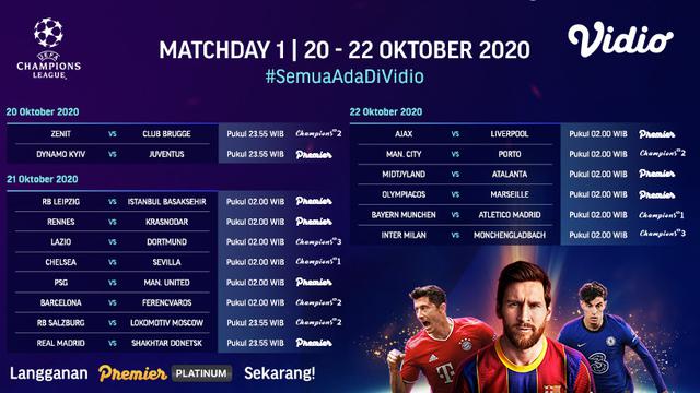 Jadwal Live Streaming Matchday 1 Liga Champions di Vidio ...