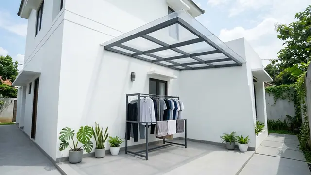 Ide Jemuran Samping Rumah dengan Kanopi Polikarbonat yang Tetap Terang Sepanjang Hari. Gemini