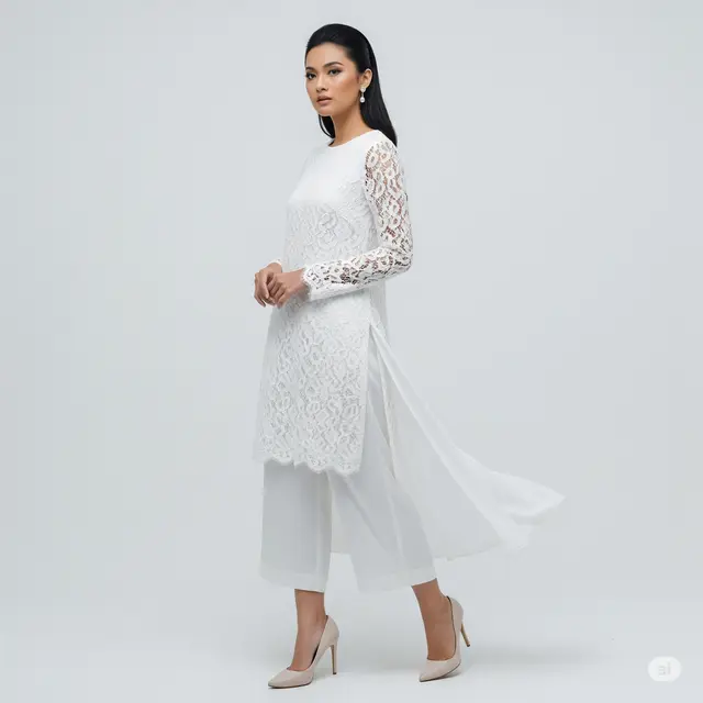7 Inspirasi Baju Pesta Brokat Setelan Celana untuk Tampilan Elegan