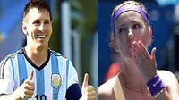 TERGILA-GILA - Petenis cantik Victoria Azarenka mengaku tergila-gila dengan Lionel Messi. (Goal)