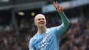 Yang bikin Erling Haaland tambah senang karena yang dikalahkan ialah Liverpool yang notabene salah satu tim terbaik di Inggris saat ini. (AFP/Darren Staples)