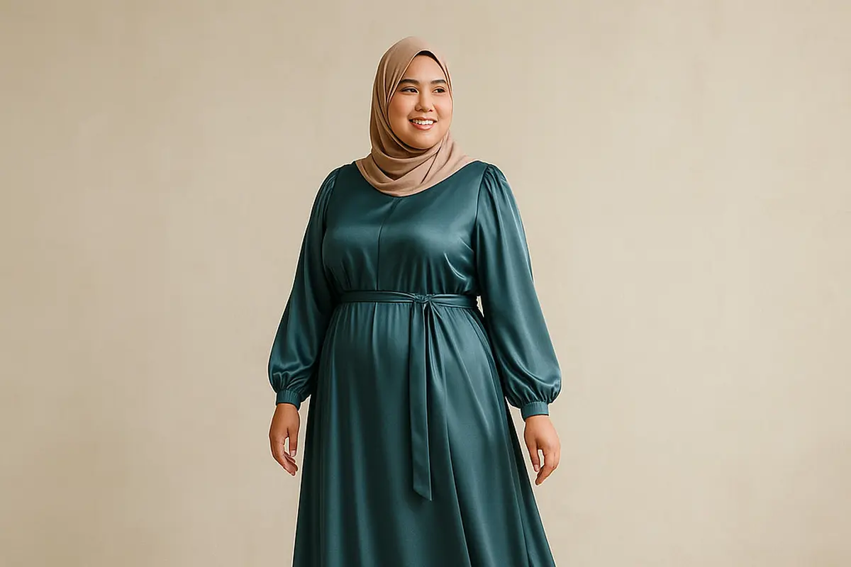 Model Gamis Satin untuk Orang Gemuk/Ilustrasi gambar oleh AI