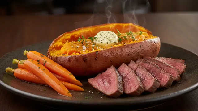 Ubi Panggang dengan Beef Slice: Natural Sweet Carbs