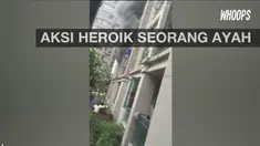 Seorang pria melempar anaknya ke luar jendela saat kebakaran melanda kamar apartemennya. Aksi pria itu lantas menjadi sorotan netizen