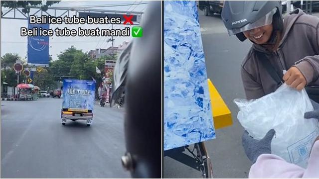 Cuaca Terlalu Panas, Aksi Wanita Beli Es Batu Kristal untuk Mandi Ini Viral