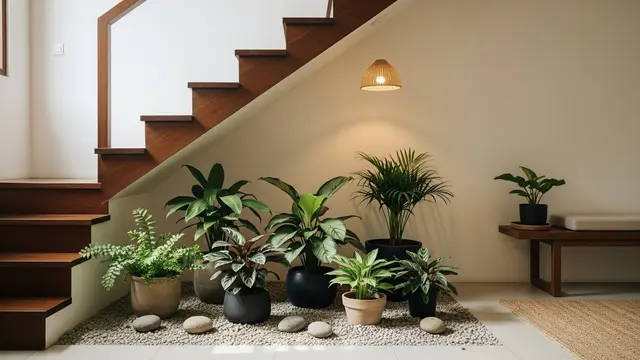 Desain Taman dalam Rumah di Bawah Tangga/ Ilustrasi AI