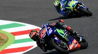 Pembalap Movistar Yamaha, Maverick Vinales beraksi pada kualifikasi MotoGP Italia 2017 di Sirkuit Mugello. (Vincenzo PINTO / AFP)