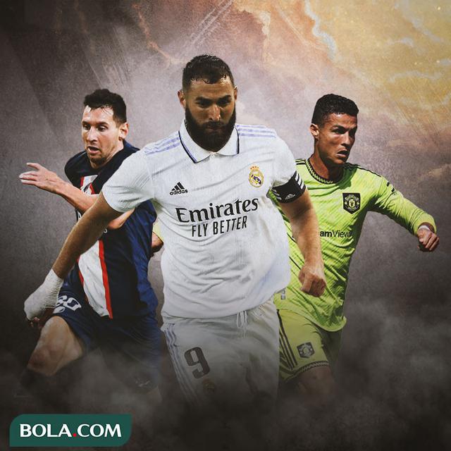 Ilustrasi - Lionel Messi, Karim Benzema, Cristiano Ronaldo