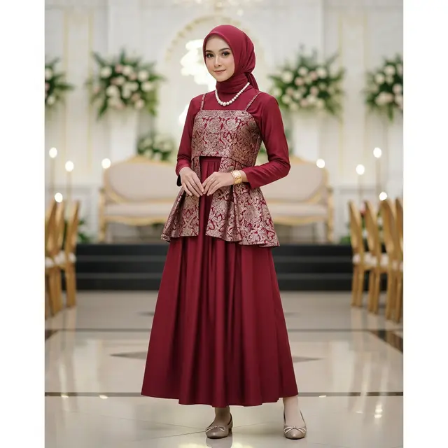 Baju Kondangan Burgundy. Foto: Gemini