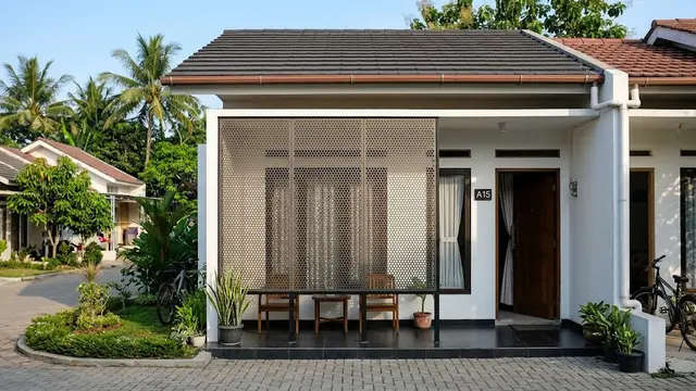 Ilustrasi Sun Shading dengan Panel Berlubang (Perforated Screen)