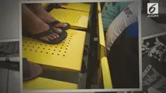 Posisi tempat duduk di tribun timur dinilai janggal karena tidak ada ruang untuk memijakkan kaki.
