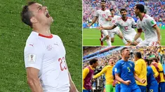 Patang menyerah sepertinya menjadi tren dari Piala Dunia 2018, hal ini terbukti dari banyaknya gol yang tercipta pada masa injury time. Berikut sejumlah momen gol injury time yang terjadi pada Piala Dunia 2018. (Kolase foto-foto dari AFP)
