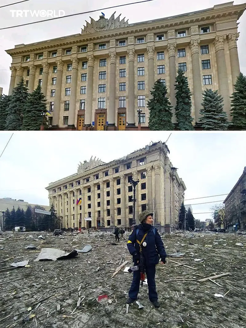 8 Potret Bangunan di Ukraina Sebelum Vs Sesudah Invasi Rusia, Hangus dan Hancur