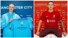 Sejumlah tim sudah mulai mencari amunisi baru untuk mengarungi liga Inggris musim 2022/2023. Perpindahan pemain yang cukup anyar ialah dari Erling Haaland ke Manchester City dan Darwin Nunez ke Liverpool. (Dok. Man City & Liverpool)