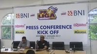 Konferensi pers kickoff Proliga 2017 di Sekretariat PP PBVSI, Pancoran, Jakarta Selatan, Selasa (24/1/2017). (Bola.com/Andhika Putra)