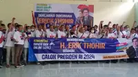 Ojol di Kota Malang deklarasi dukungan ke Erick Thohir capres 2024. (Dian Kurniawan/Liputan6.com)