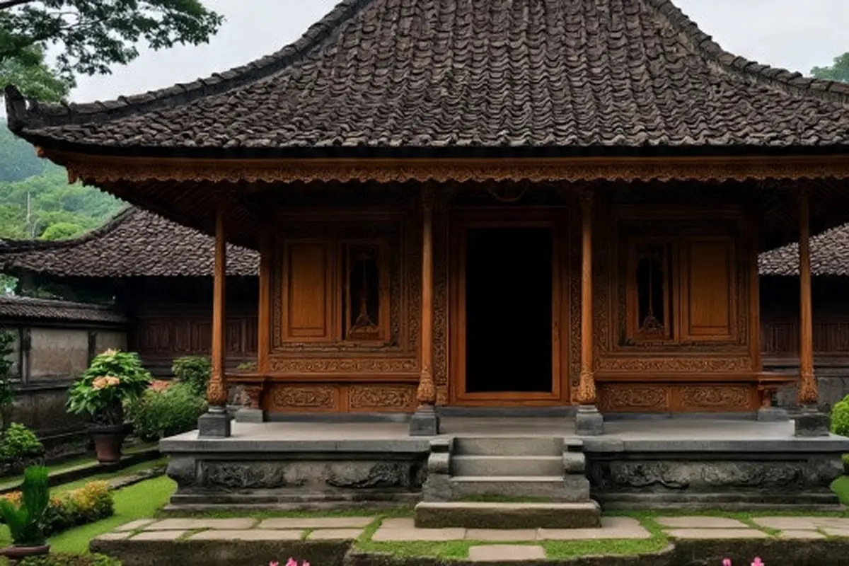 Ilustrasi Rumah Tradisional Jawa Listrik (Sumber Gambar: Meta AI)