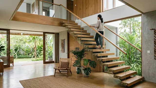 Desain Tangga dengan Anak Tangga Mengambang untuk Interior Rumah Modern
