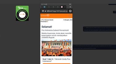 Tangkapan layar informasi PT Pos Indonesia bagikan subsidi Rp 2 juta