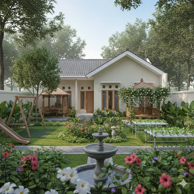 Model Rumah Kecil dengan Taman Belakang Luas