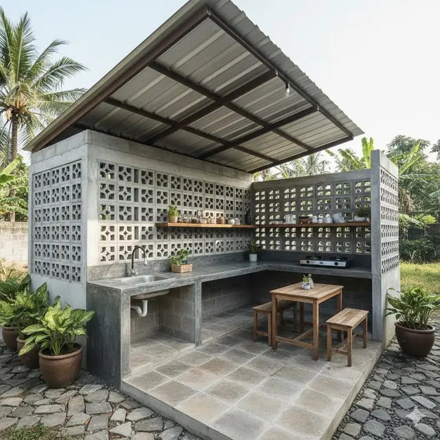 Inspirasi Dapur Outdoor Murah Meriah di Belakang Rumah Sempit