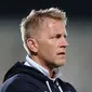 Heimir Hallgrimsson menjadi sosok di balik kesuksesan Timnas Islandia lolos ke putaran final Piala Dunia 2018. (KARIM JAAFAR / AFP)