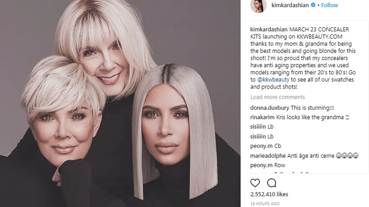 3 Generasi Kardashian Kompak Blonde di Iklan Concealer