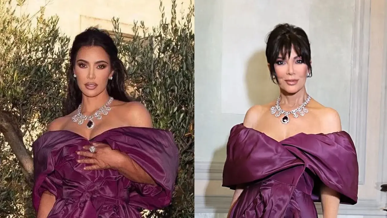Sebut Sang Anak sebagai Inspirasi, Gaya Kris Jenner Duplikasi Gaya Kim Kardashian dalam Gaun Ungu Dramatis Dolce & Gabbana