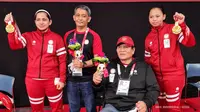Leani Ratri Oktila/Khalimatus Sadiyah merebut emas sektor ganda putri kelas SL3-SU5 bulutangkis Paralimpiade Tokyo 2020, Sabtu (04/09/2021). (NPC Indonesia)