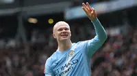 Yang bikin Erling Haaland tambah senang karena yang dikalahkan ialah Liverpool yang notabene salah satu tim terbaik di Inggris saat ini. (AFP/Darren Staples)