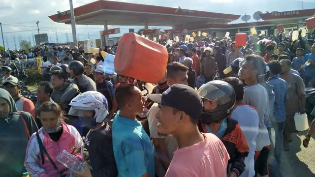 Suasana SPBU Pertamina di Kota Palu, Sulawesi Tengah. (Septian Deny/Liputan6.com)