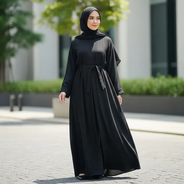 9 Model Abaya Serba Hitam Anti Mencolok untuk Cuaca Panas, Tampil Nyaman Elegan
