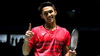 Jonatan Christie meraih medali emas tunggal putra bulu tangkis perorangan SEA Games 2017 di Kuala Lumpur, Malaysia, Selasa (29/8/2017). (Humas PP PBSI)