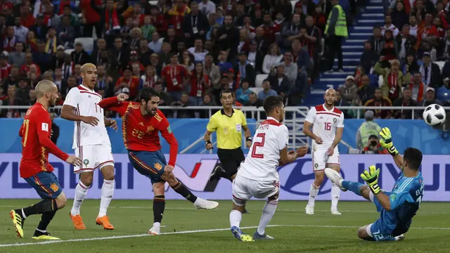 FOTO: Iago Aspas Selamatkan Spanyol dari Kekalahan Atas Maroko