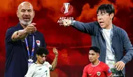 Piala Asia U-23 - Irak Vs Timnas Indonesia U-23 - Radhi Shenaishil, Ali Jasim Vs Shin Tae-yong, Marselino Ferdinan (Bola.com/Adreanus Titus)
