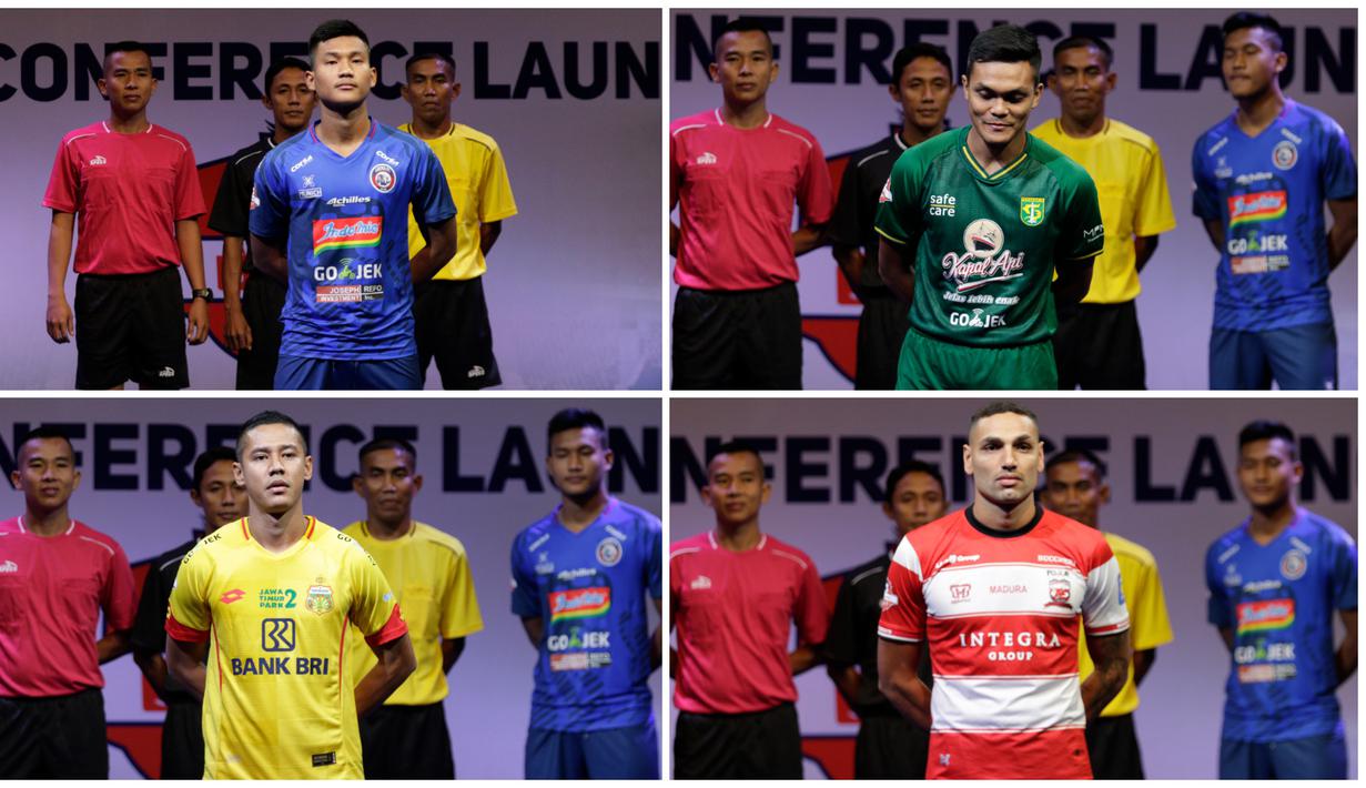 Berikut ini deretan jersey 18 klub peserta Shopee Liga 1 Indonesia 2019. (Bola.com/Vitalis Yogi Trisna)