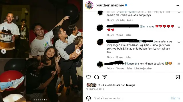Luna Maya hadir dalam pesta ultah Maxime Bouttier ke-30 (Foto: Instagram bouttier_maxime)