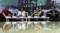 Anggota Komisi III DPR, Trimedya Pandjaitan, Ketua Pansel KPK Yenti Garnasih, Ketua KPK Jilid II Antasari Azhar dan Pakar Pidana Univ. Pelita Harapan Jamin Ginting menjadi pembicara diskusi Dialektika Demokrasi di Kompleks Parlemen MPR/DPR-DPD, Jakarta, Kamis (18/7/2019). (Liputan6.com/Johan Tallo)